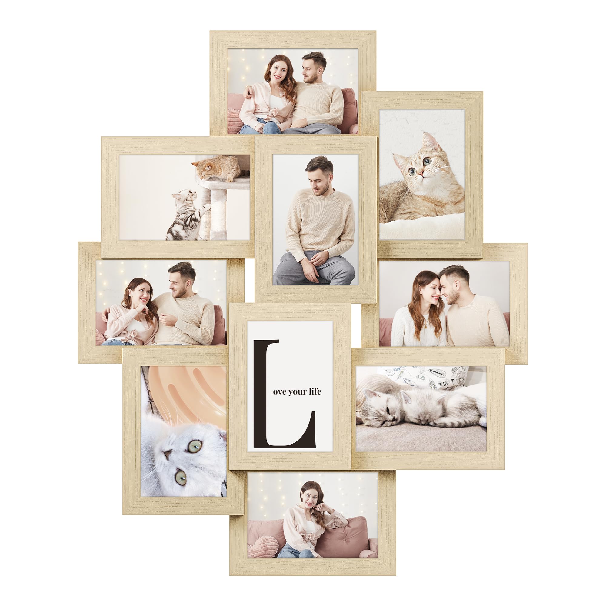 Photo 1 of SONGMICS 4x6 Collage Picture Frames, 10-Pack Photo Collage Frame for Wall Decor, Glass Front, Assembly Required, Natural Beige URPF020N01