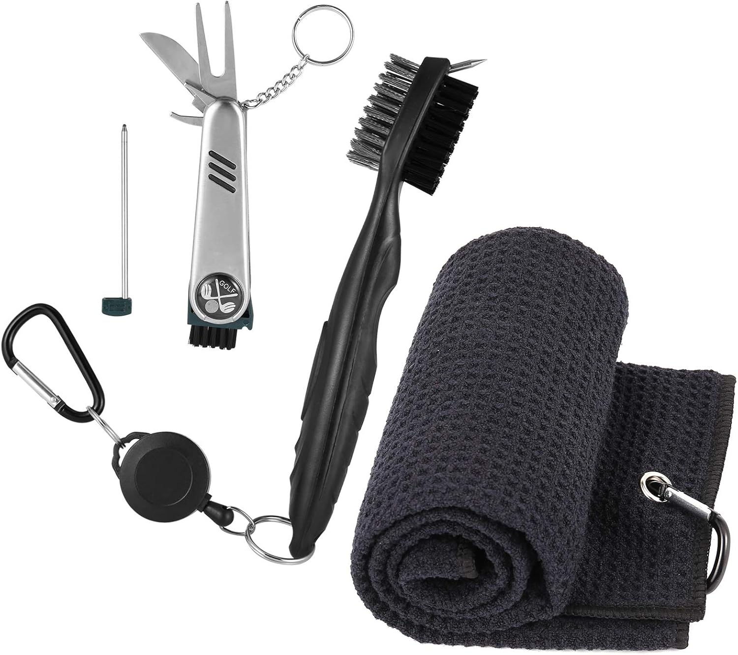 Gitua 3 Pcs Golf Accessories Set, Golf Gifts Kit with Golf Club Brush, Golf Towel and Golf
