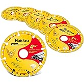 FIXLTFAST Diamond Metal Cutting Wheel 4 1/2 in for Angle Grinder Blade,Cut Off Wheel 7/8 Arbor 4/5 with 6000+ Cuts on Rebar,Iron,INOX- 6 Pack
