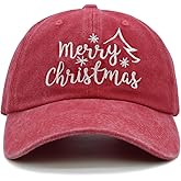 Wodeal Merry Christmas Baseball Cap with Gift Box for Women Men, Adjustable Embroidered Red Xmas Hat