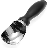Spring Chef Stainless Steel Ice Cream Scoop with Soft Grip Handle, Black | Heavy Duty Metal Ice Cream Scooper, Dishwasher Safe, Professional Ice Cream Spoon for Sorbet, Gelato, Cookie Dough