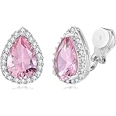 EVER FAITH Cubic Zirconia Wedding Clip On Earrings, Bridesmaids Gorgeous Teardrop Prong Setting Stud Earrings for Women