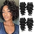 JTdebade Deep Wave Bundles Human Hair 4 Bundles 12A Brazilian Virgin Human Hair 100% Unprocessed Natural Color Brazilian Human Hair Weave Extensions (8"8"8"8")