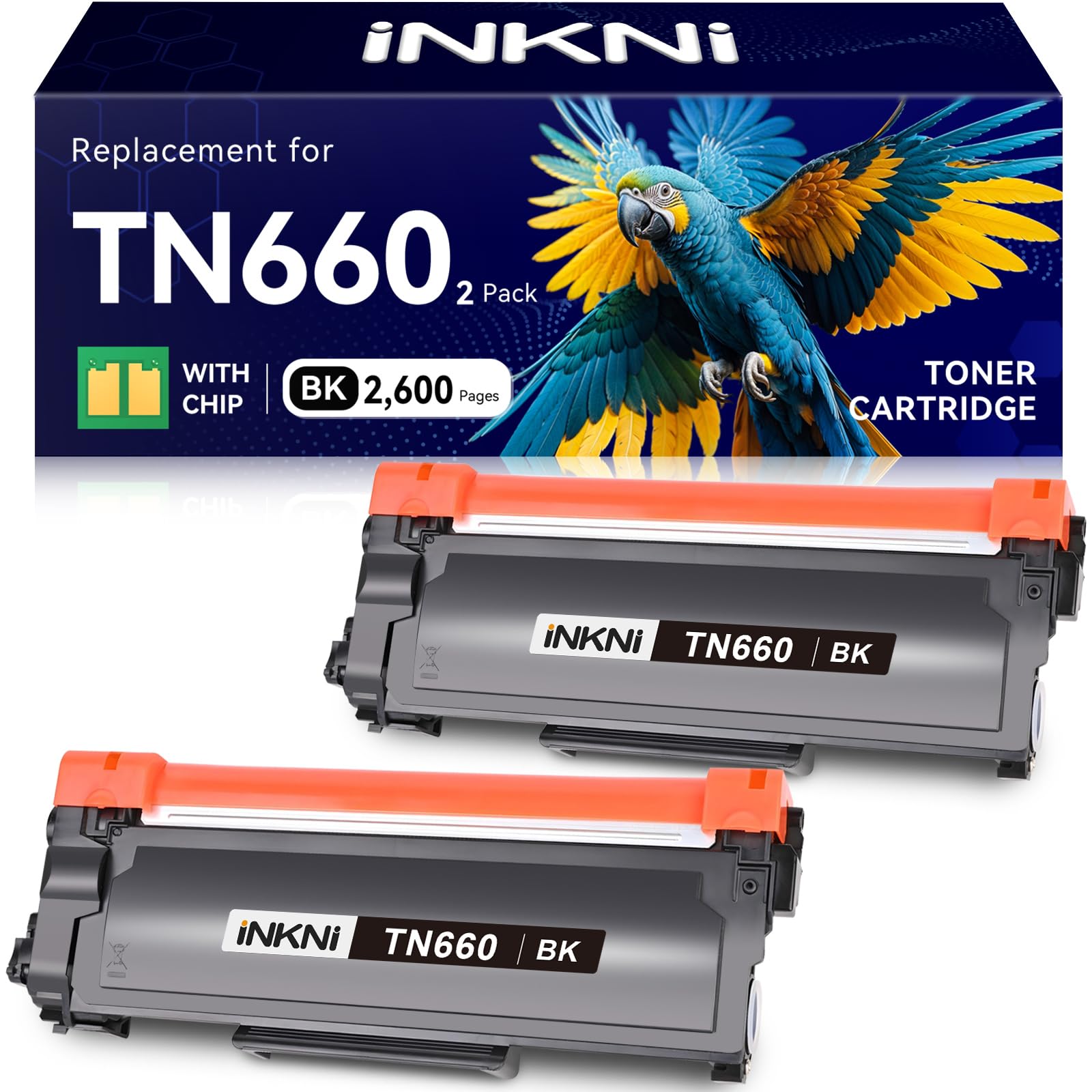 Photo 1 of *** ONE OF TWO ***InkNI Compatible TN660 Toner Cartridge Replacement for Brother TN660 TN630 High Yield Compatible for Brother HL-L2300D DCP L2540DW HL L2320D HL L2360DW HL L2380DW MFC L2700DW Printer (Black, 2-Pack)