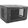 V7 RMWC6U-1N 6U Wall Mount Rack Cabinet Enclosure (Fully assembled, vented door, adjustable mounting rails, cold rolled steel, 5 year warranty), Black