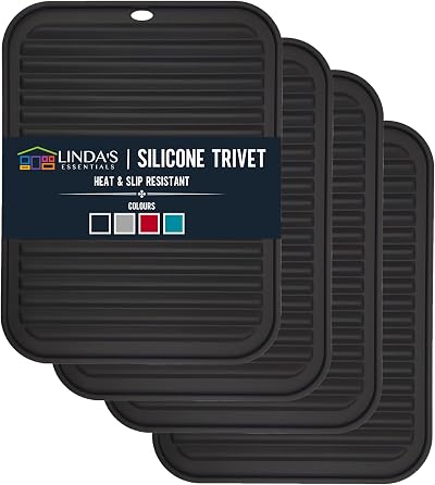 Linda's Essentials Silicone Trivets 4 Pack 30 x 23 cm Heat Resistant