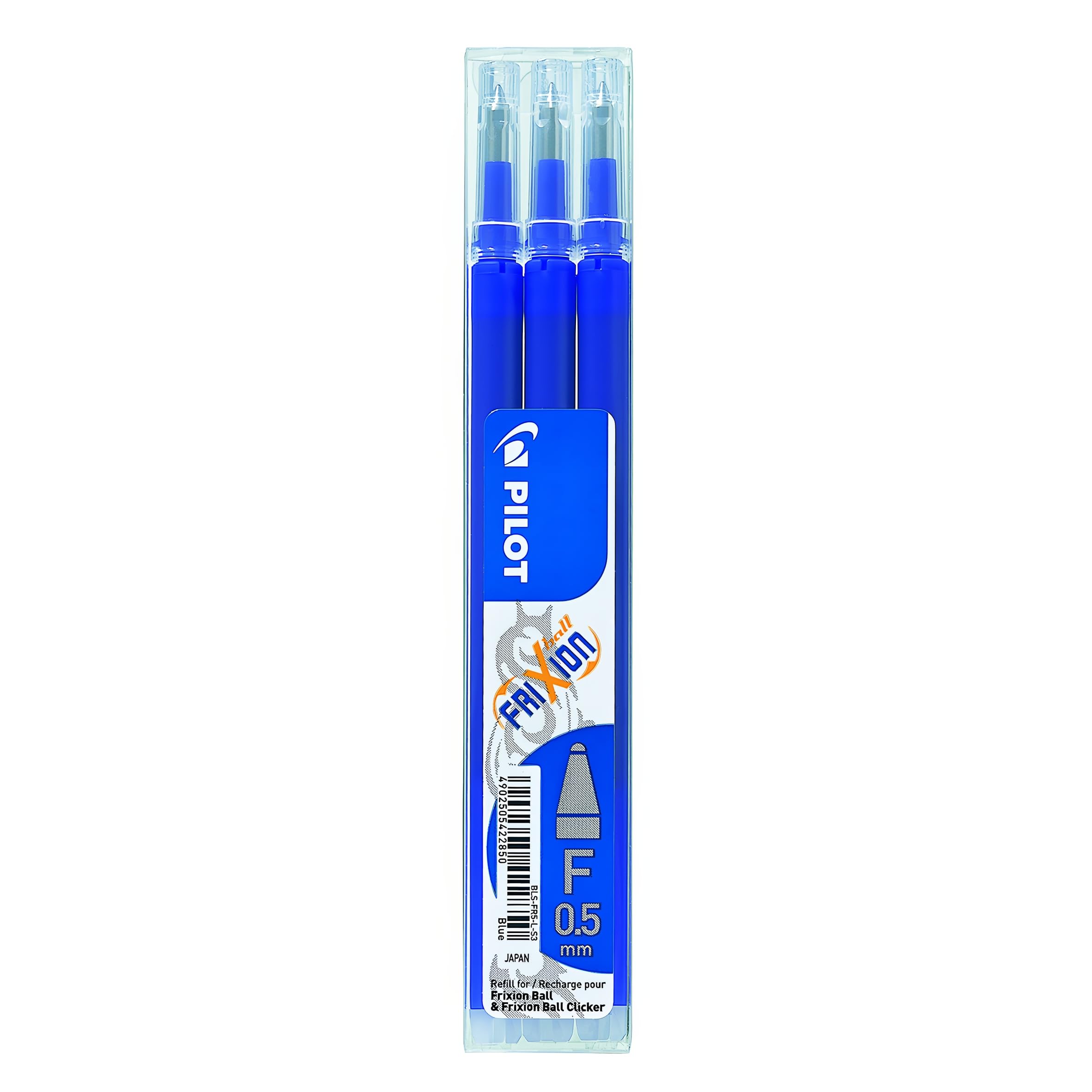 PILOT Pen 2276003 °F Frixion Clicker Refill 0.5 mm Thickness Pack of 3, Blue
