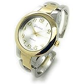 all4udeals Ladies Round Elegant Simple Casual Metal Bangle Cuff Fashion Watch Easy Reader Dial
