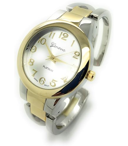 Elegant Mother of Pearl Metal Cuff Watch - Stylish Gold Timepiece for Women Amazon.com: Rosemarie Collections Women main image 2