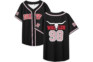 FUJUTANG Women 98 Baseball Jersey Cow Skull Graphic Rhinestone Shirts Fan Tshirts Country Music Short Sleeve Tops