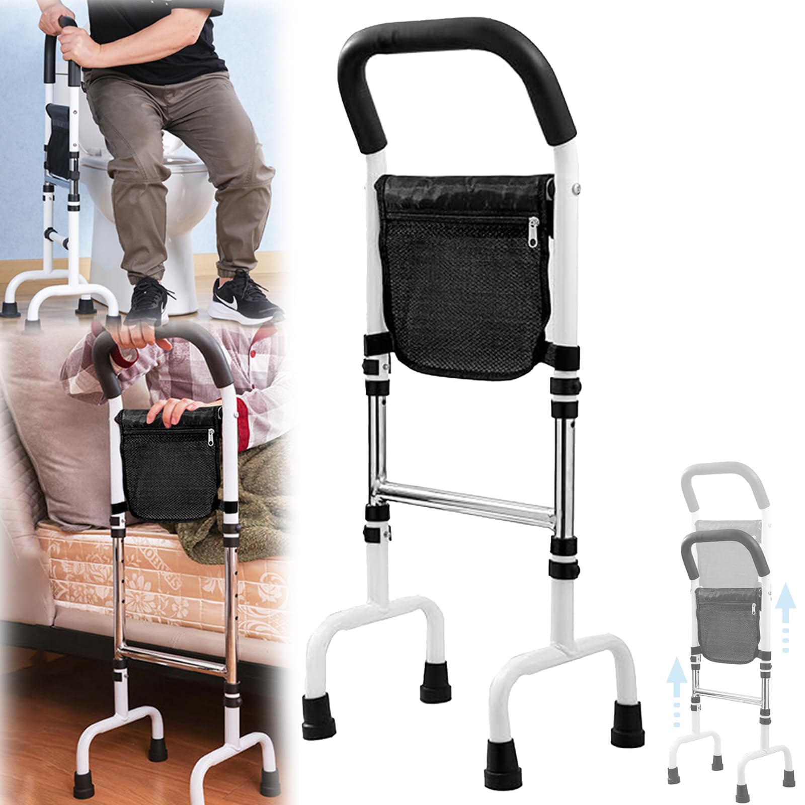 Walking Stick Standing Aid for Seniors, Height-Adjustable 73-92cm