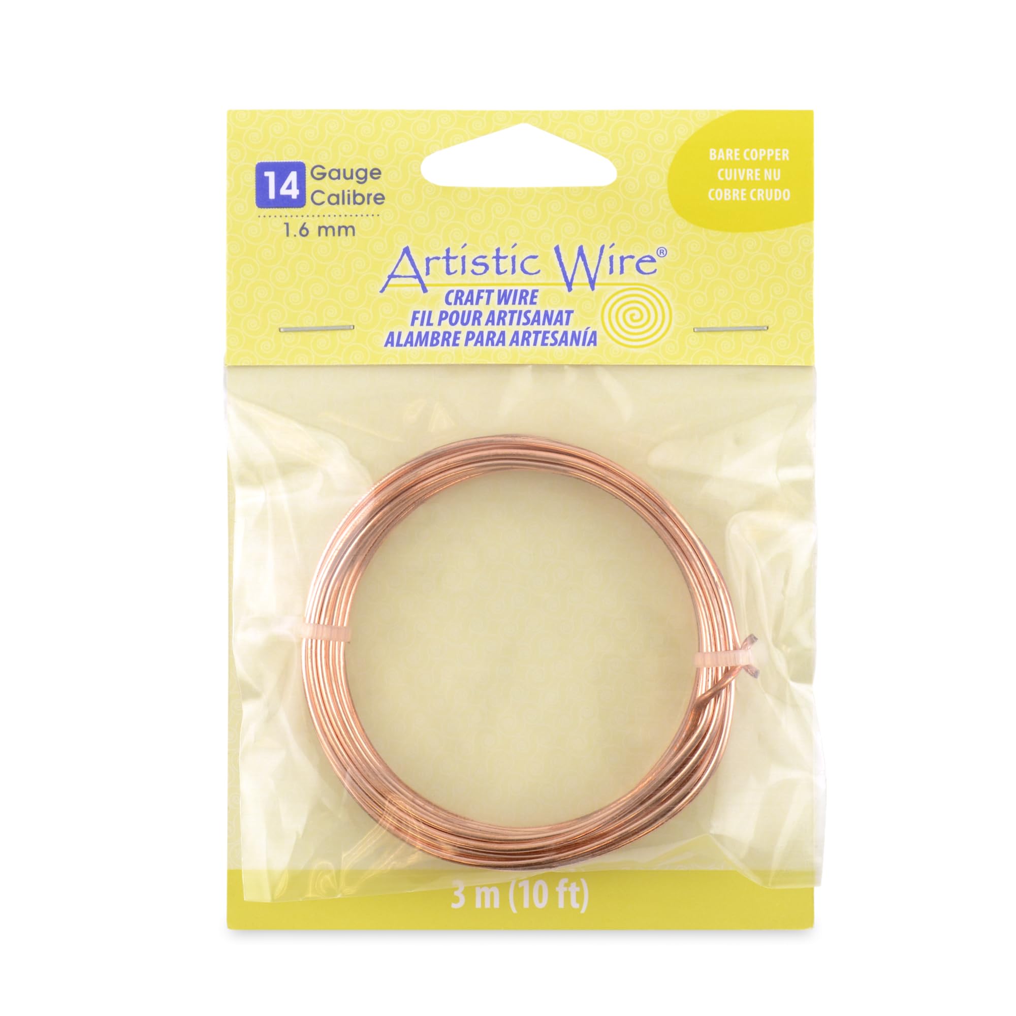 Beadalon Artistic Wire-Copper-14, 10', Bare Copper, 14 Gauge / 1.6 mm, 10 ft / 3.1 m