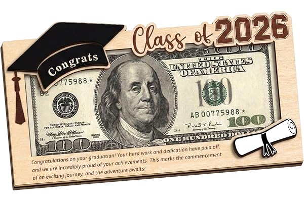 Graduation Money Holder 2026 – Wooden Cash Gift Idea for Her Him, Class of 2026 Money Envelope Holder, Unique Graduation Gift for Daughter Son, High School College Graduate Keepsake