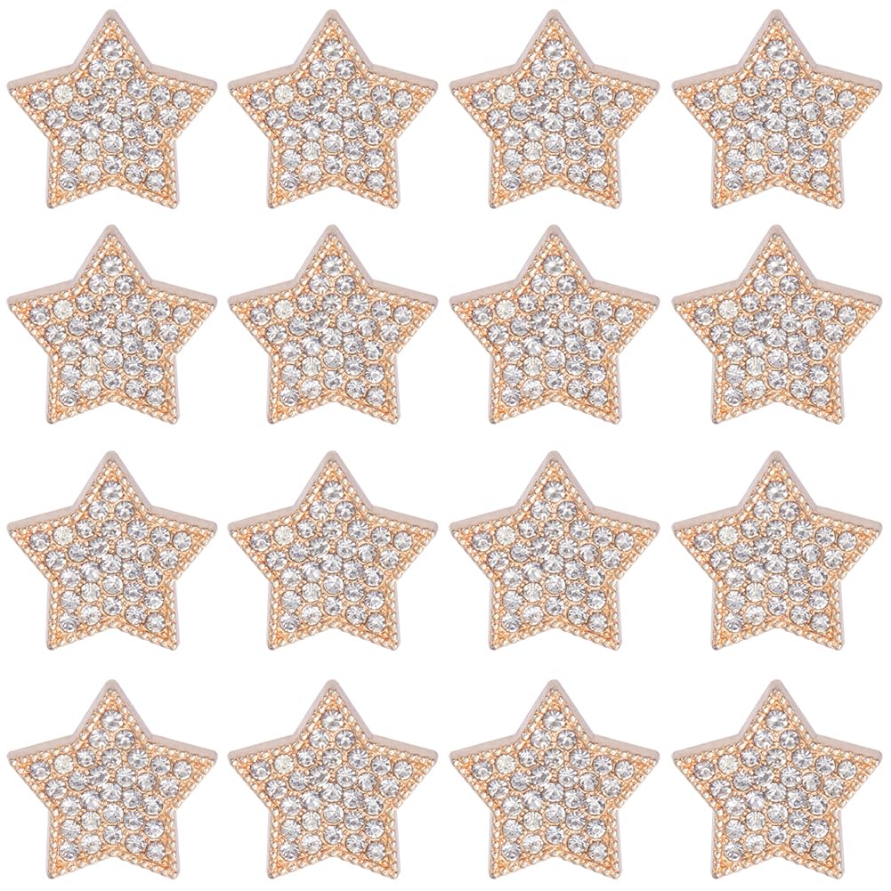 GORGECRAFT 1 Box 16Pcs Star Shaped Rhinestone Buttons Crystal Light Gold Alloy Shank Button Replacement Decorative Buttons for DIY Sewing Crafts Sweater Uniform Jacket Clothing Hat Embellishments