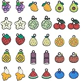 Craftdady Assorted Fruits Charms Enamel Food Pendants Colorful Fruit Dangle Alloy Charms for DIY Necklace Bracelet Earring Jewelry Making