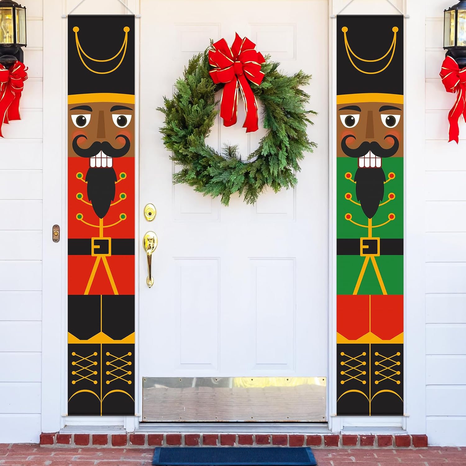 Nutcrackers - Vansolinne Christmas Decorations Black Nutcracker Decor Giant Soldier Outdoor African American Porch Banner for Front Door Winter Holiday Party Yard Decorations