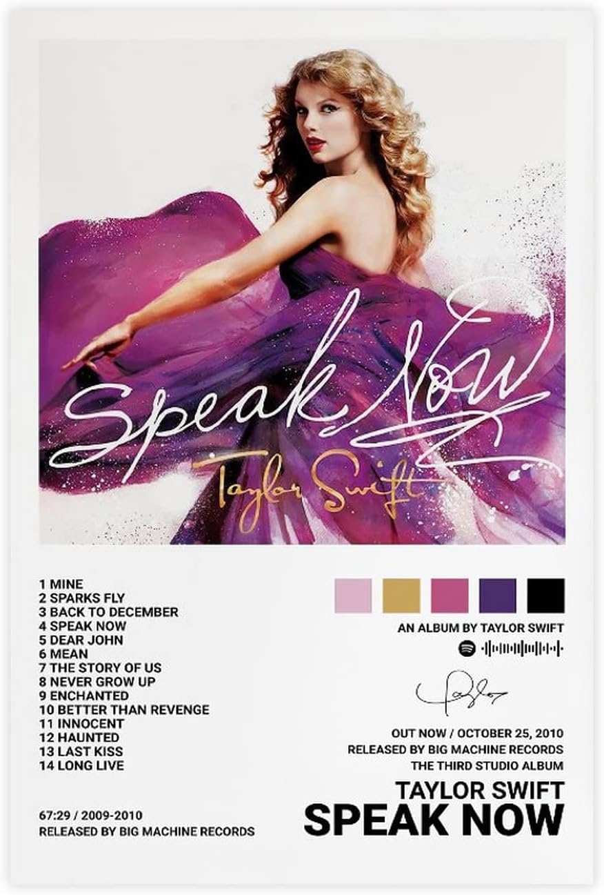 Posters & Prints - Taylor Poster for Walls, Speak Now Album Cover Posters Wall Decor Art Print Canvas Posters for Room Aesthetic Unframe:12x18inch(30x45cm)
