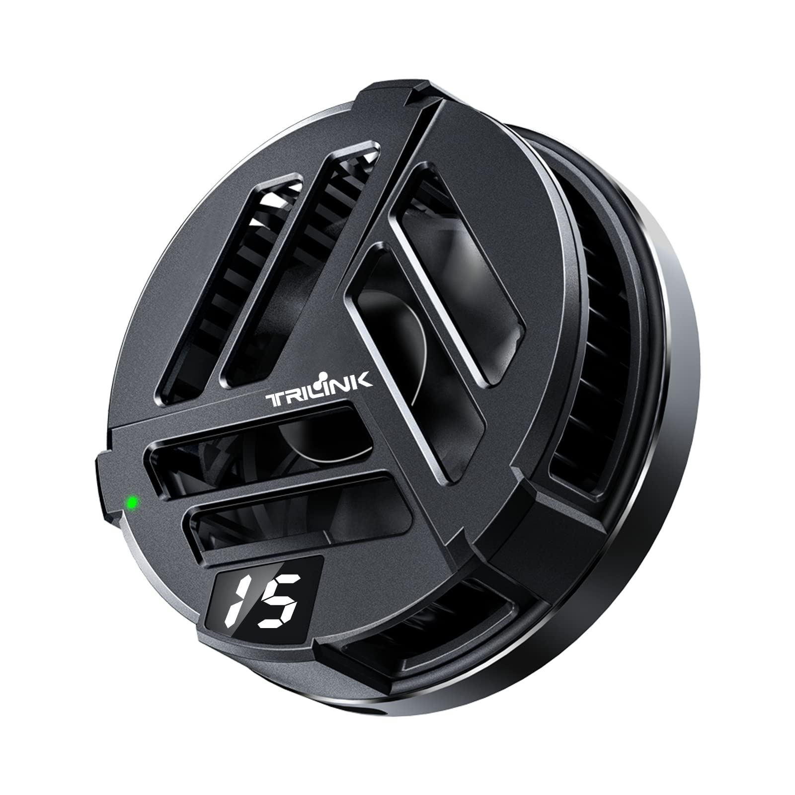 TRILINK Magnetic Phone Cooler with Wireless Charging, Phone Cooling Fan for iPhone/Android/iPad/Tablet - Radiator for Gaming, Compatible with iPhone 12/13 MagSafe -RGB LEDs -Universal Clamp