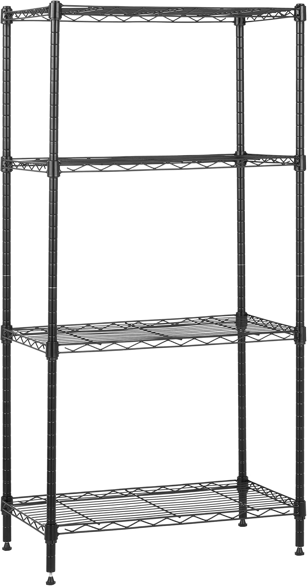 Amazon Basics 4-Shelf Narrow Storage Unit Steel Black 360 kg Capacity 4 Shelves