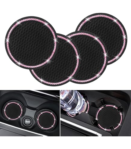 Housse Siege Voiture Universel Lot De 2 Dessous De Verre Voiture Absorbants - 7,9cm | Noir Brillant, Protection Porte-Gobelets Sous-verre Néoprène Absorbant