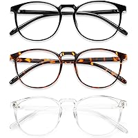 Przene 3 Pack Blue Light Blocking Glasses Women/Men,Retro Round Computer Glasses Anti Eye Strain/UV/Glare, Gaming Glasses. (B