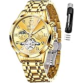OLEVS Watch Men Mechanical Luxury Classic Fashion Dress Men's Watches Waterproof Stainless Steel Self Winding Watches for Men Large Face Diamond Date No Battery Mens Watch Relojes para Hombres