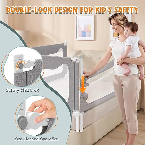 G TALECO GEAR BED RAIL FOR TODDLERS, STABLE PROTECTIVE BED SIDE RAILS, BABY BEDRAIL GUARD FOR TWIN FULL QUEEN & KING SIZE BED ((3 SIDES FOR FULL SIZE) 74.8X74.8X54 INCH)