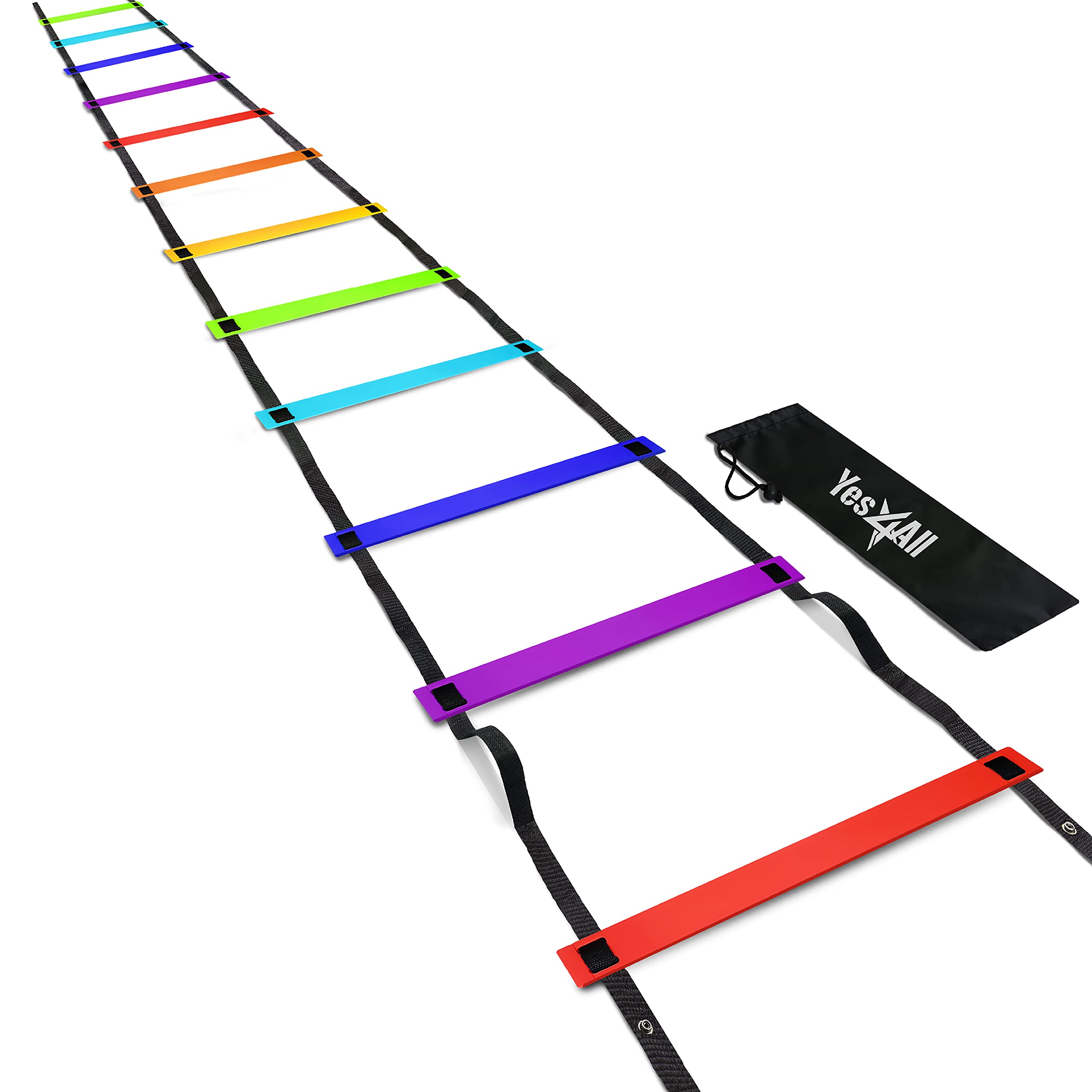 Yes4All UAD0 Agility Ladder, 12 Rungs, Rainbow