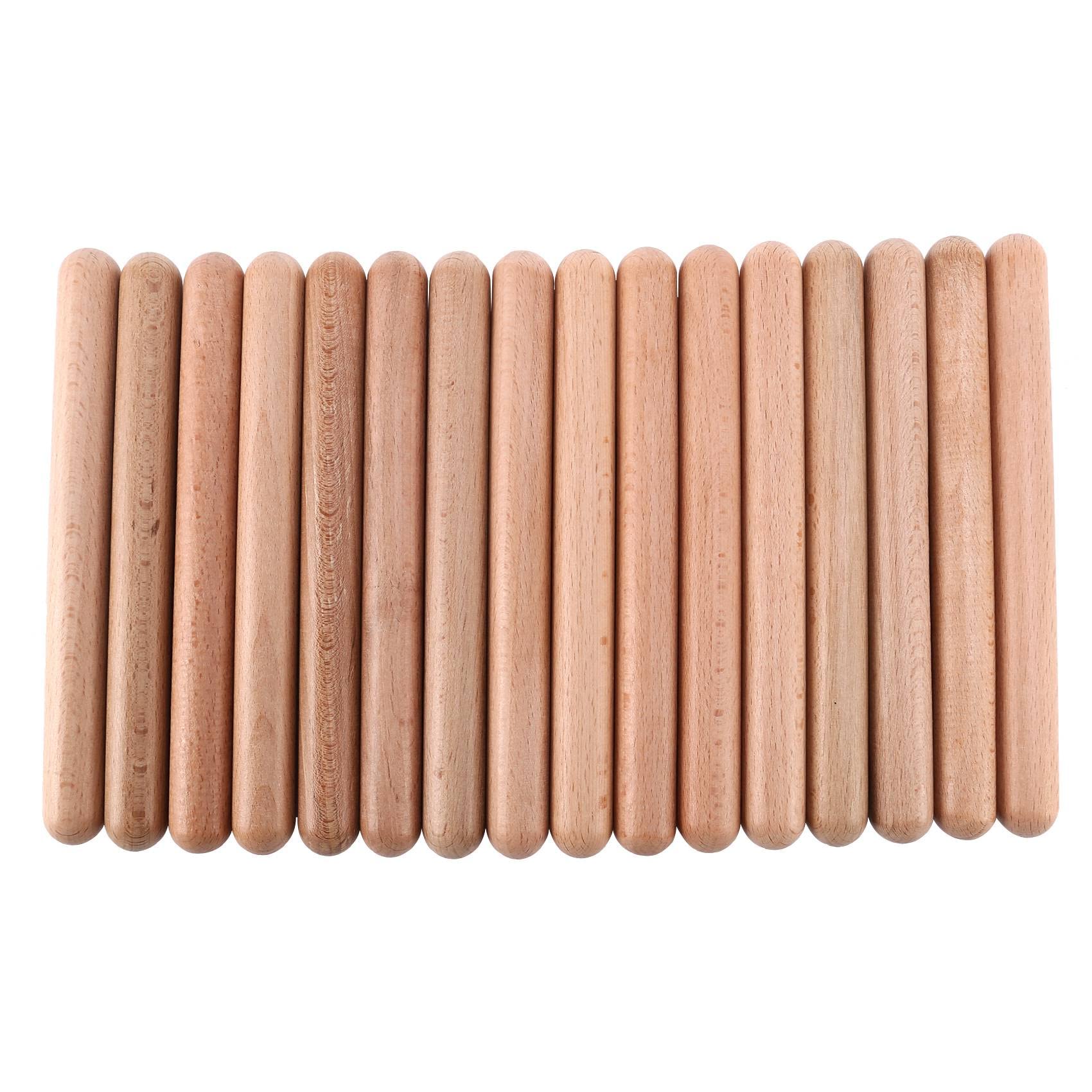 Bruafsir 8 Pairs Classical Wood Claves Percussion Instrument Natural Hardwood Rhythm Sticks Percussion Rhythm Sticks Gift
