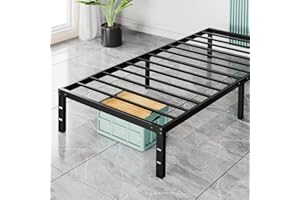 Sweetcrispy Twin Bed Frame - Heavy Duty Metal Platform Bed Frames Twin Size with Storage Space Under Frame, No Box Spring Needed, 14 Inches, Sturdy Steel Slat Support