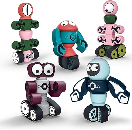 Amazon Gifts2u マグネットロボット 35ピース マグネットブロックセット 子供用 収納ボックス付き スタッキングロボット おもちゃ Stem教育プレイセット 男の子と女の子用 3 6歳 スタイルa ブロック おもちゃ