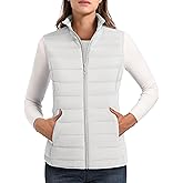 MAGCOMSEN Women's Puffer Vest Lightweight Stand Collar Zip 4 Pockets Puffy Vests Sleeveless Quilted Padded Outerwear