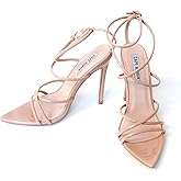 Cape Robbin Ada Sexy Stiletto High Heels for Women, Strappy Pointed Open Toe Shoes Heels - Nude Size 6
