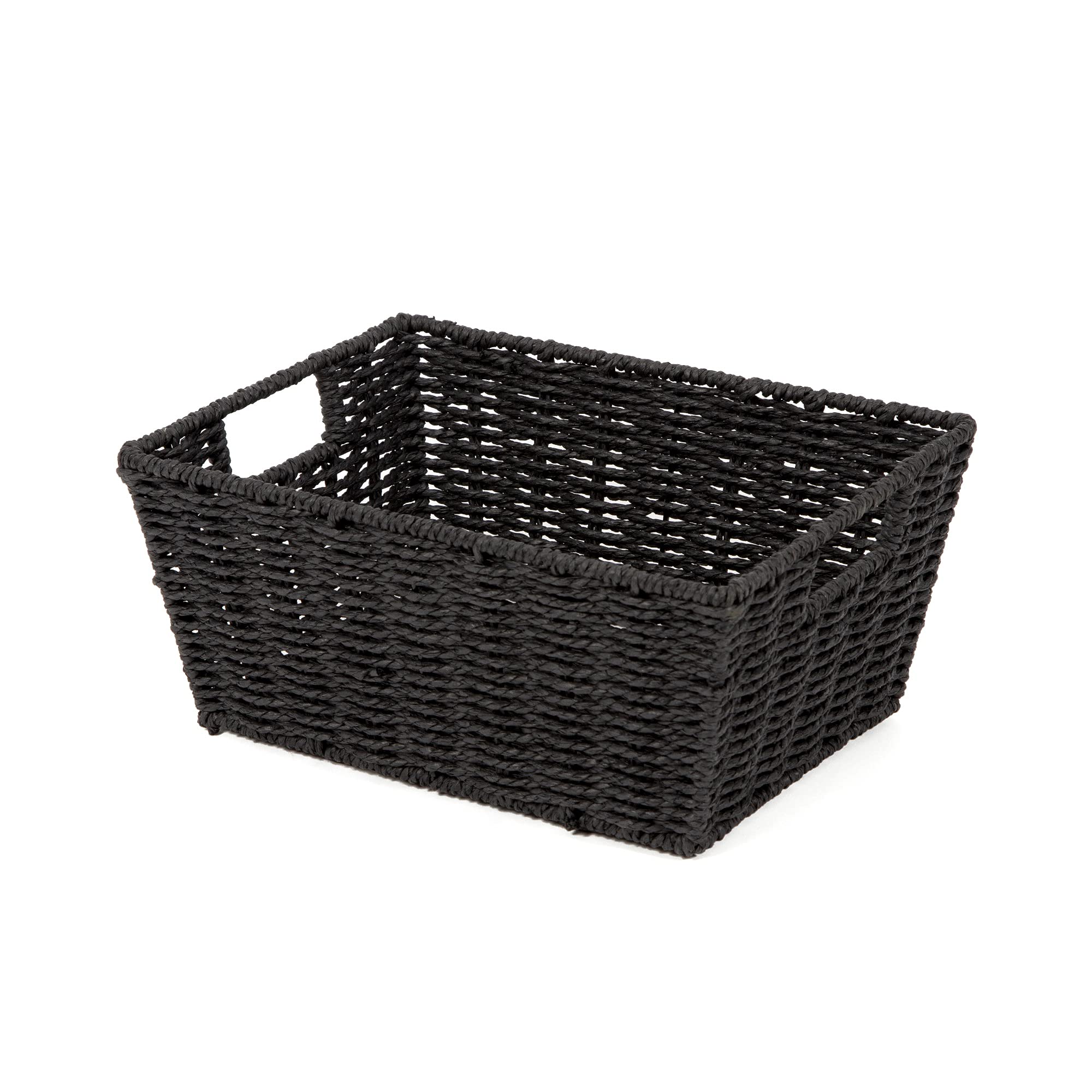 Compactor Cosmos Etna Basket - Stylish Black Woven Paper and Metal Frame Organizer - Medium Size (31X24X14 cm)