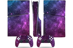 CXWITHY Skin Sticker for PS5 Slim Disc Edition, Protective Cover Wrap Vinyl Decal for Game Console and Wireless Controller (Purple)