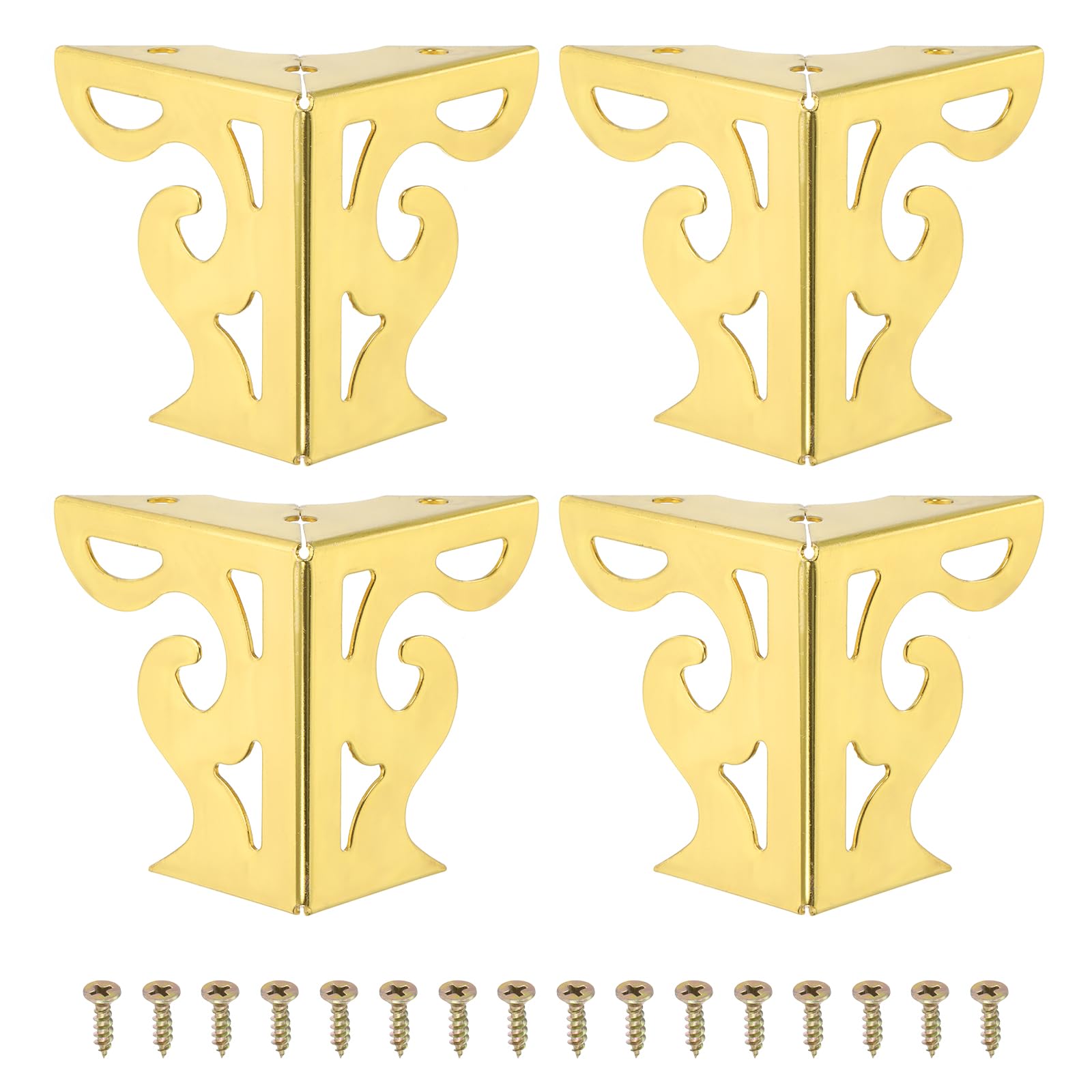 PATIKIL 3 Inch Hollow Out Furniture Legs, Set of 4 Modern Metal Triangle Couch Feet Replacement Sofa Legs for Cabinet Dresser Cupboard Table Chair Ottoman Bookcase Wardrobe, Gold