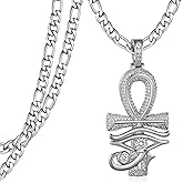 qielizhu Eye of Horus Necklace 925 Sterling Silver Ankh Cross Pendant Ancient Egyptian Necklace Ankh Cross Jewelry for Men Women