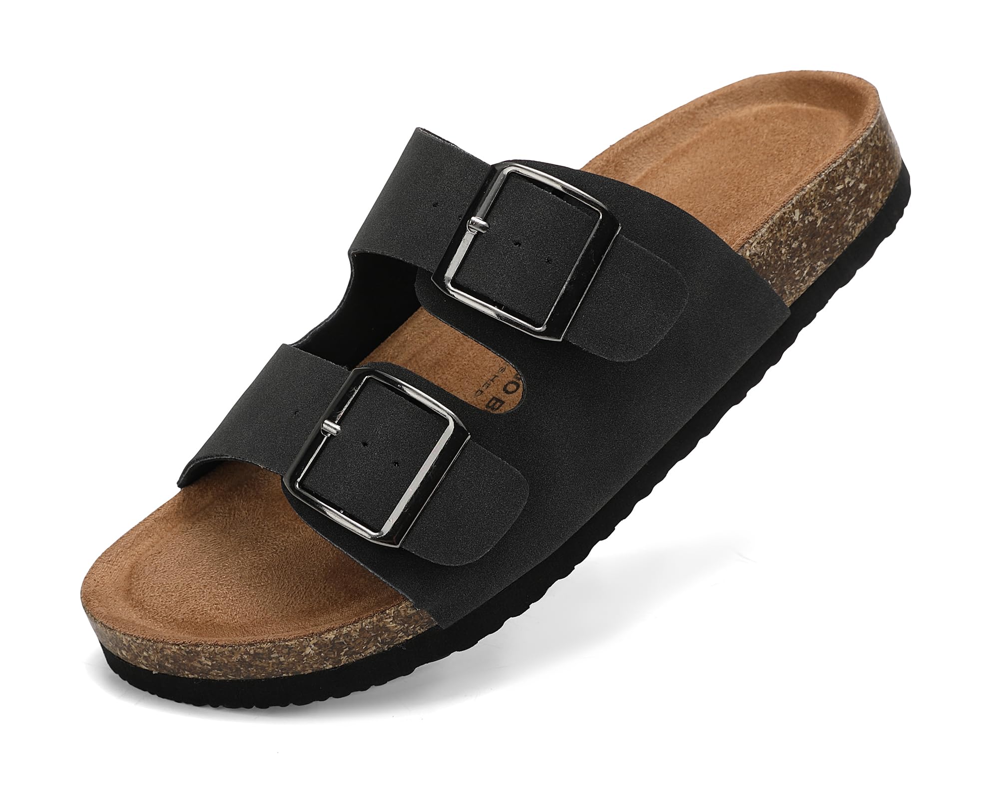 ARRIGO BELLO Pantoletten Damen Sandalen Verstellbare Rieme Badelatschen Rutschfestet Hausschuhe Indoor Outdoor Größe 36-41(Schwarz,39)