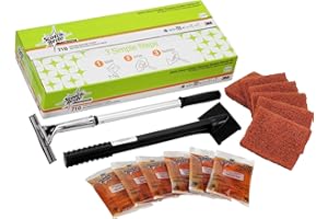 3M Scotch-Brite Griddle Cleaning, Quick Clean System, Heavy Duty, Cleans in 3-5 Minutes, For Baked On Food and Cooking Oils, Use on Hot or Cool Griddle, Orange, (1 System)