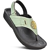 AEROTHOTIC Womens Slip On Lightweight Plantar Fasciitis Orthotic Flip Flops Comfortable Walking Outdoor Beach Ladies Arch Support Summer Thong Sandals (Ostrya Black, Size 6)