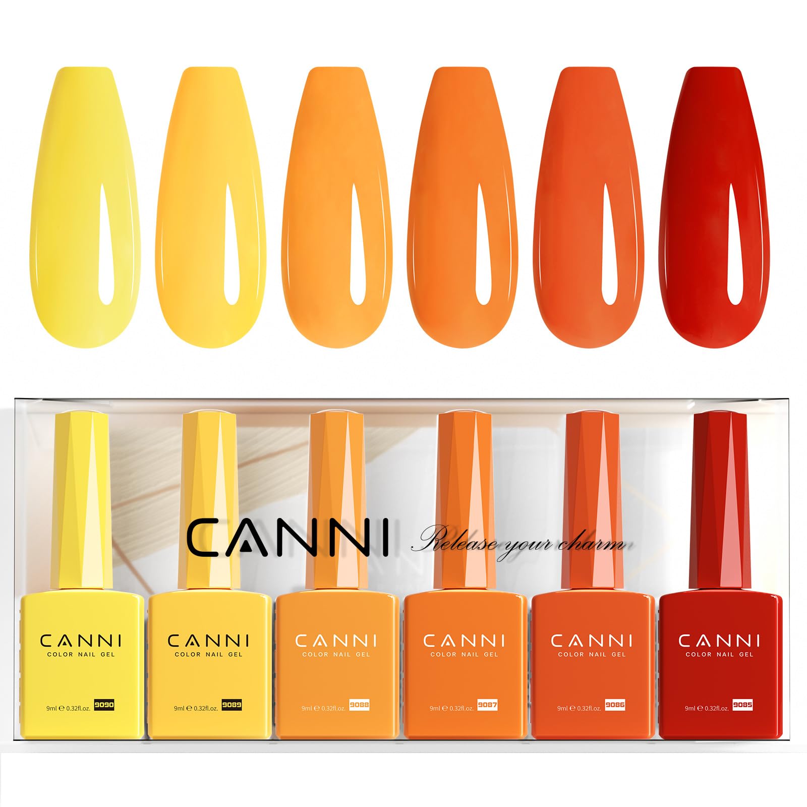 CANNI 6Pcs 9ml Yellow Fall Gel Nail Polish Set- Orange Red Yellow Fall Colors Gel Polish Kit DIY at Home Salon Christmas New Year's Gifts for Girls