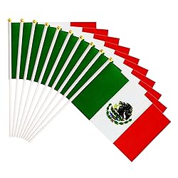 50 Pack Mexico Mexican Flags on Stick Flags,Small