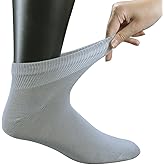 Yomandamor Men's 6 Pairs Combed Cotton Diabetic Ankle Socks with Seamless Toe and Non-Binding Top