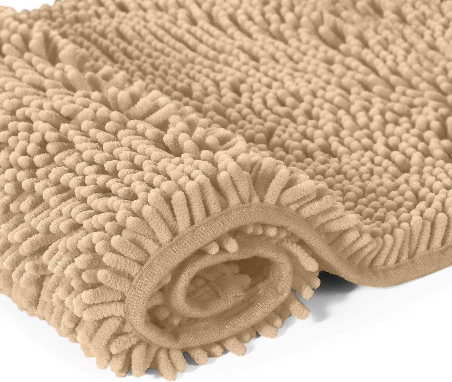 LuxUrux Bathroom Rug Set–Extra-Soft Plush Bath mat Shower Bathroom Rugs,1'' Chenille Microfiber Material, Super Absorbent (Rectangular Set, Dark Grey): Home & Kitchen