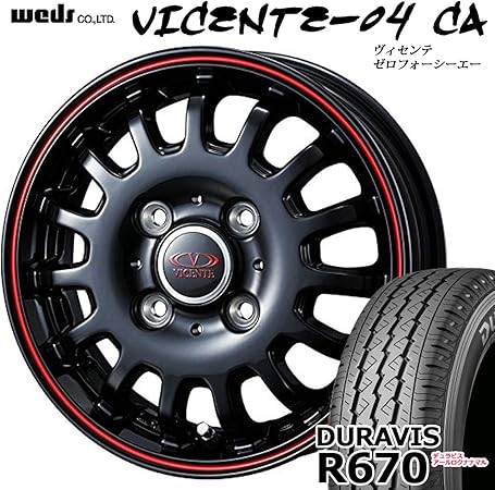 Amazon 12インチ 4本セット 低燃費タイヤ ホイール ブリヂストン Bridgestone Duravis R670 145r12 ウェッズ タイヤ ホイールセット 車 バイク