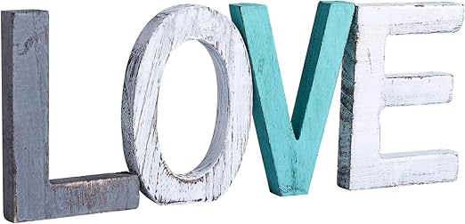 Amazon Com Y Me Rustic Wood Love Sign Decorative Wooden Block