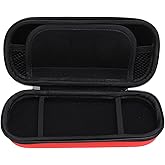 Asixxsix 3000 Carrying Case, Hard Game Console Protective Case Bag with Wrist Band, 5 Game Cartridge Slots, Travel Pocket Pouch and Mesh Pocket, Water PU EVA (Red)