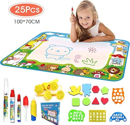 Dutison Tapis Aquadoodle Tapis De Dessins Eau Peinture Aquadoodle Avec 5 Stylos 12 Moules1 Livret De Dessin4 Timbres Jouet éducatif Idéal Bon