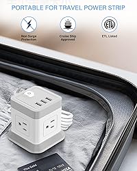 BEVA Power Strip with USB - 5ft Long Extension Cord