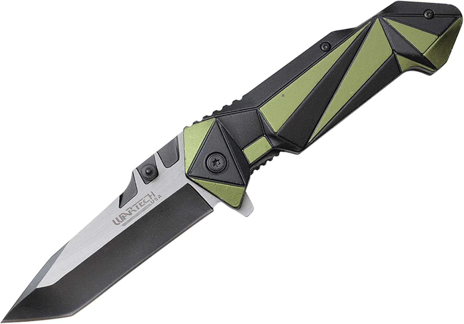 Wartech PWT71GN Spring Assisted Open Folding Knife, 8", Green